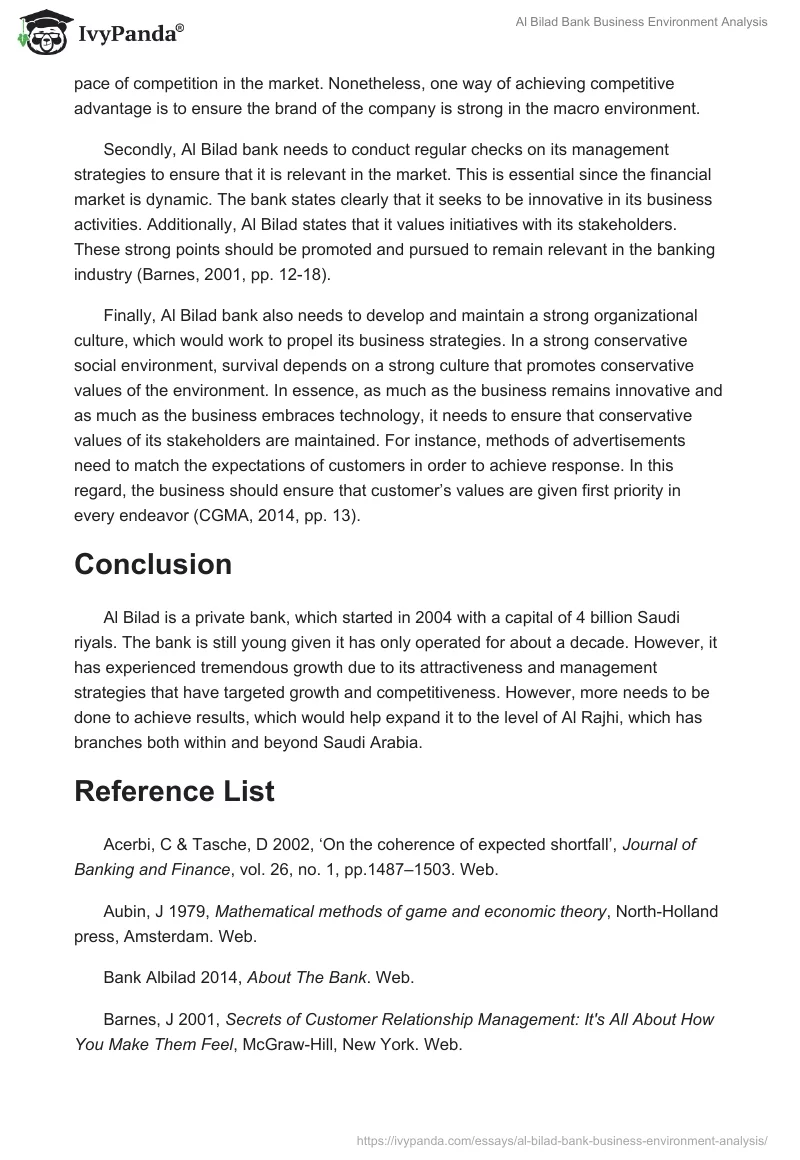 Al Bilad Bank Business Environment Analysis. Page 5