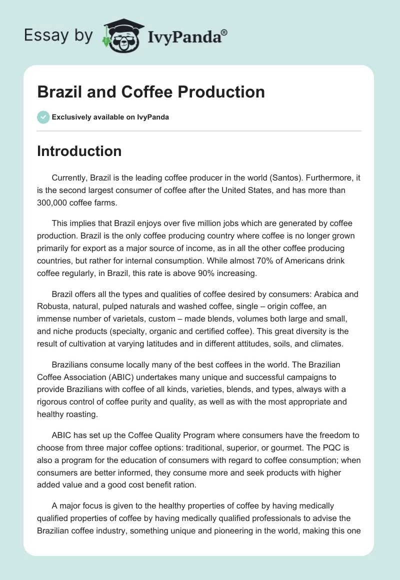 Brazil and Coffee Production. Page 1