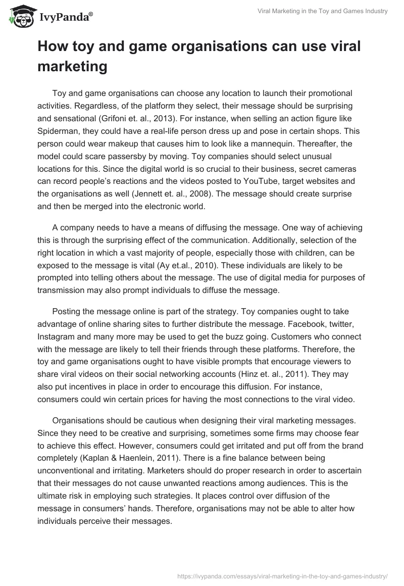 Viral Marketing in the Toy and Games Industry. Page 4