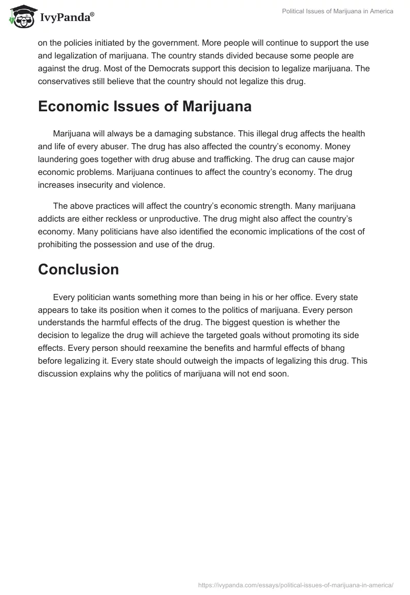 Political Issues of Marijuana in America. Page 2