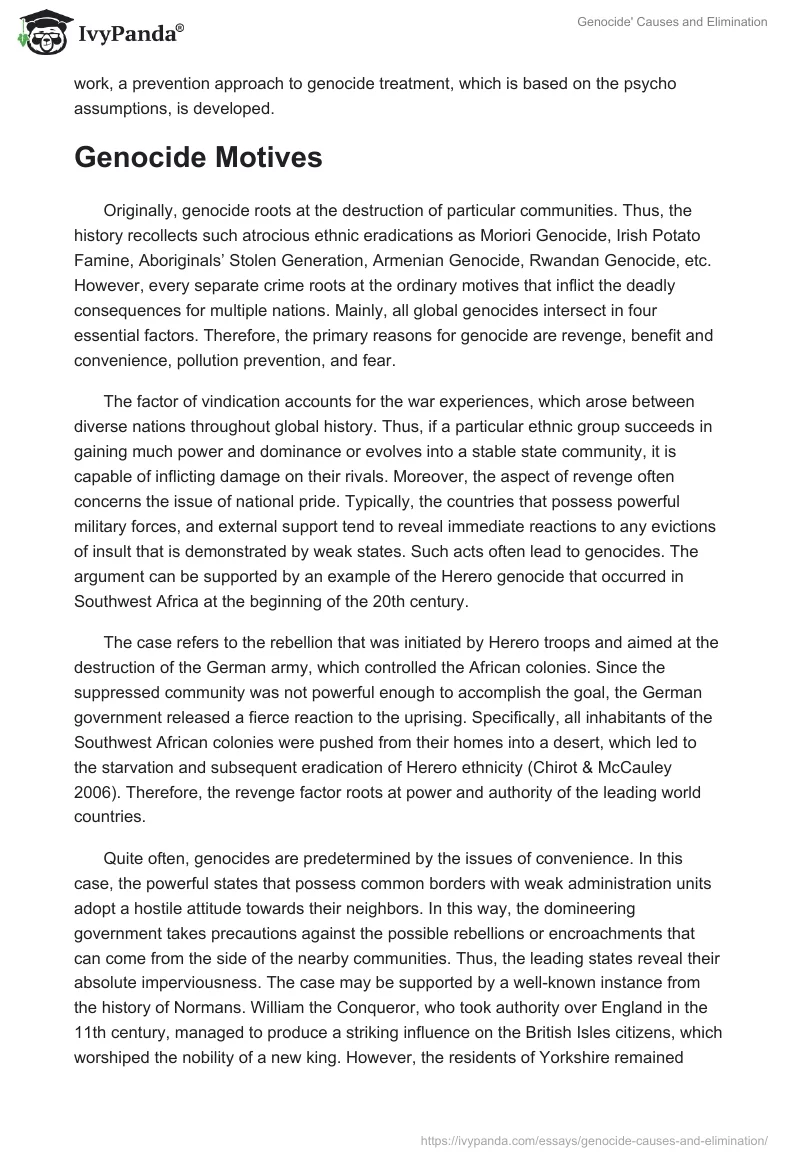 Genocide' Causes and Elimination. Page 2