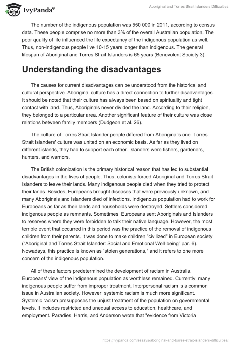 Aboriginal and Torres Strait Islanders Difficulties. Page 2
