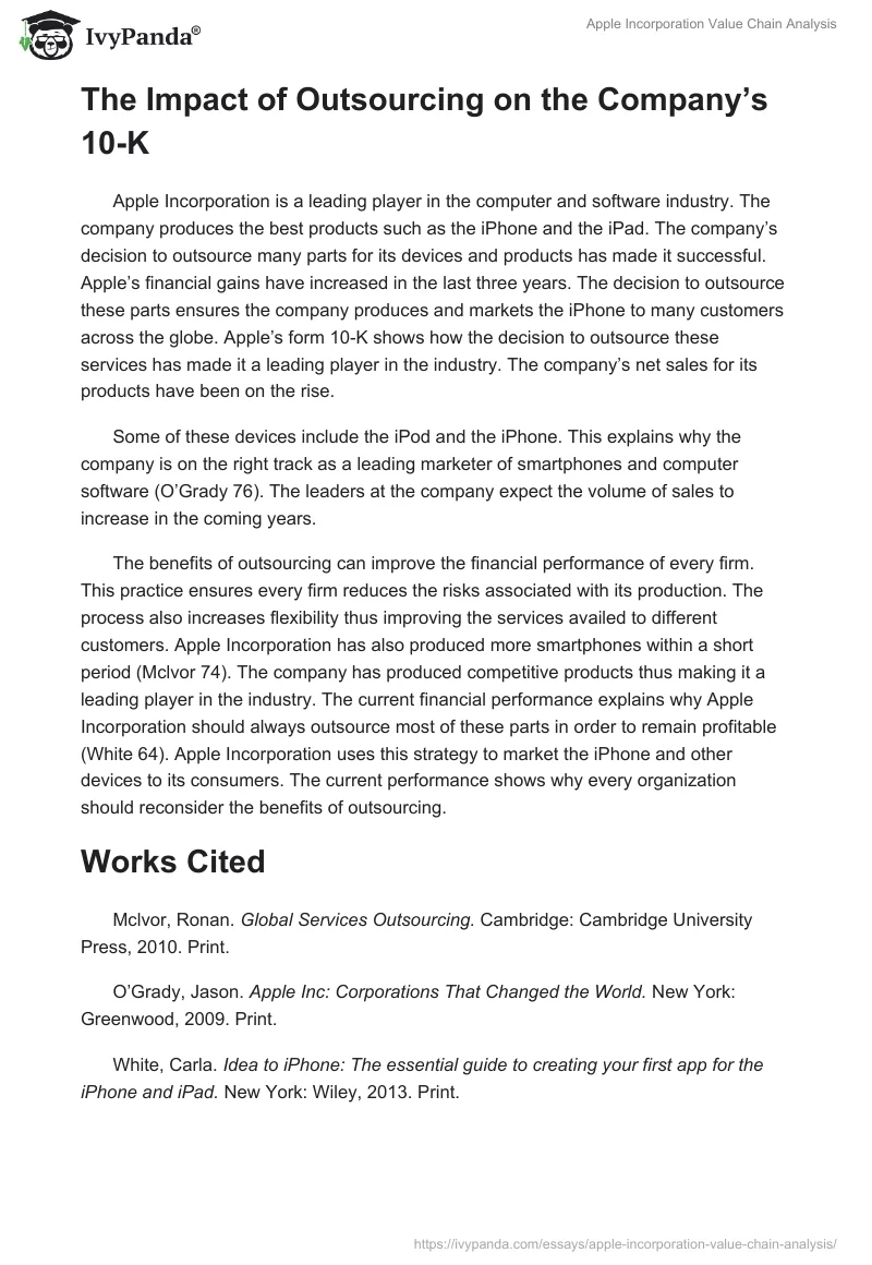 Apple Incorporation Value Chain Analysis. Page 2