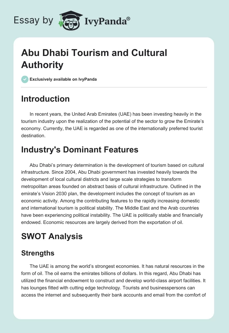 Abu Dhabi Tourism and Cultural Authority. Page 1
