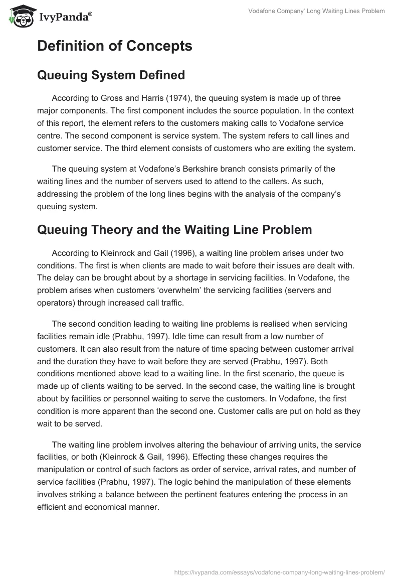 Vodafone Company' Long Waiting Lines Problem. Page 3