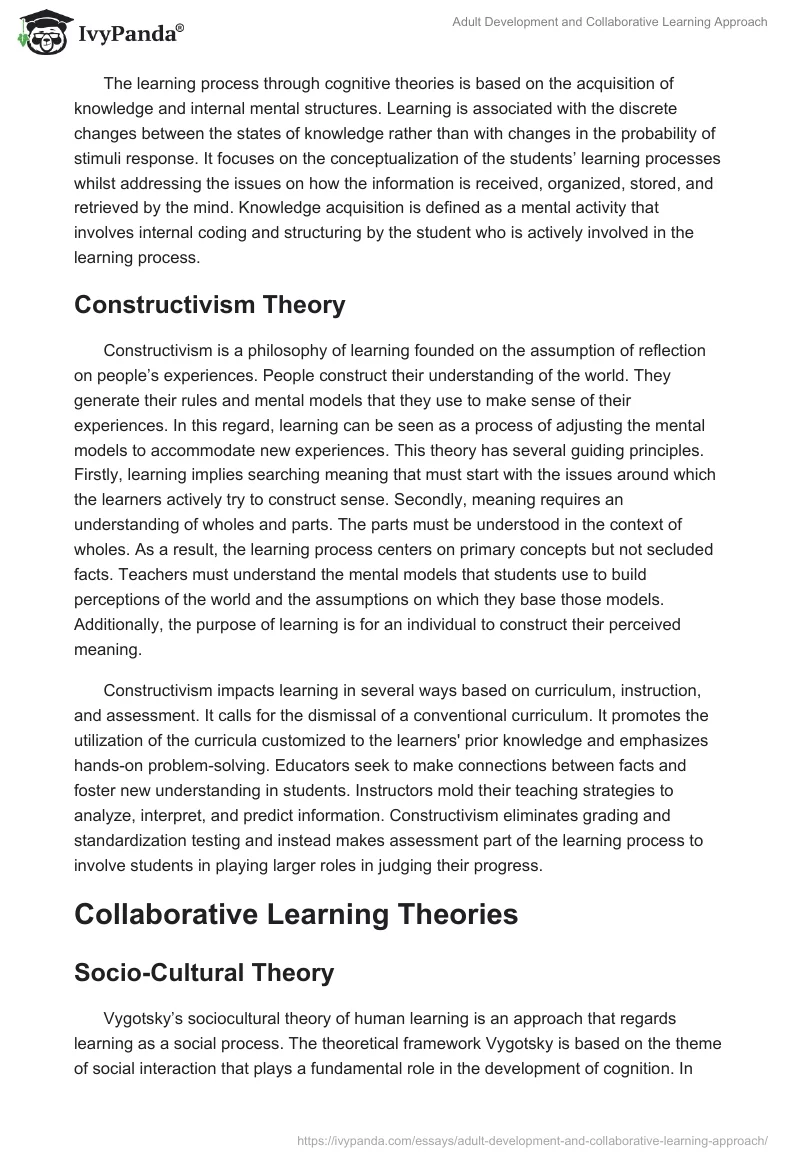 Adult Development and Collaborative Learning Approach. Page 3