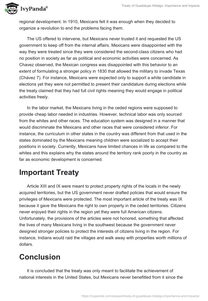 Treaty of Guadalupe Hidalgo: Importance and Impacts. Page 2