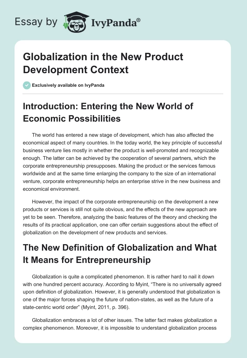 Globalization in the New Product Development Context. Page 1