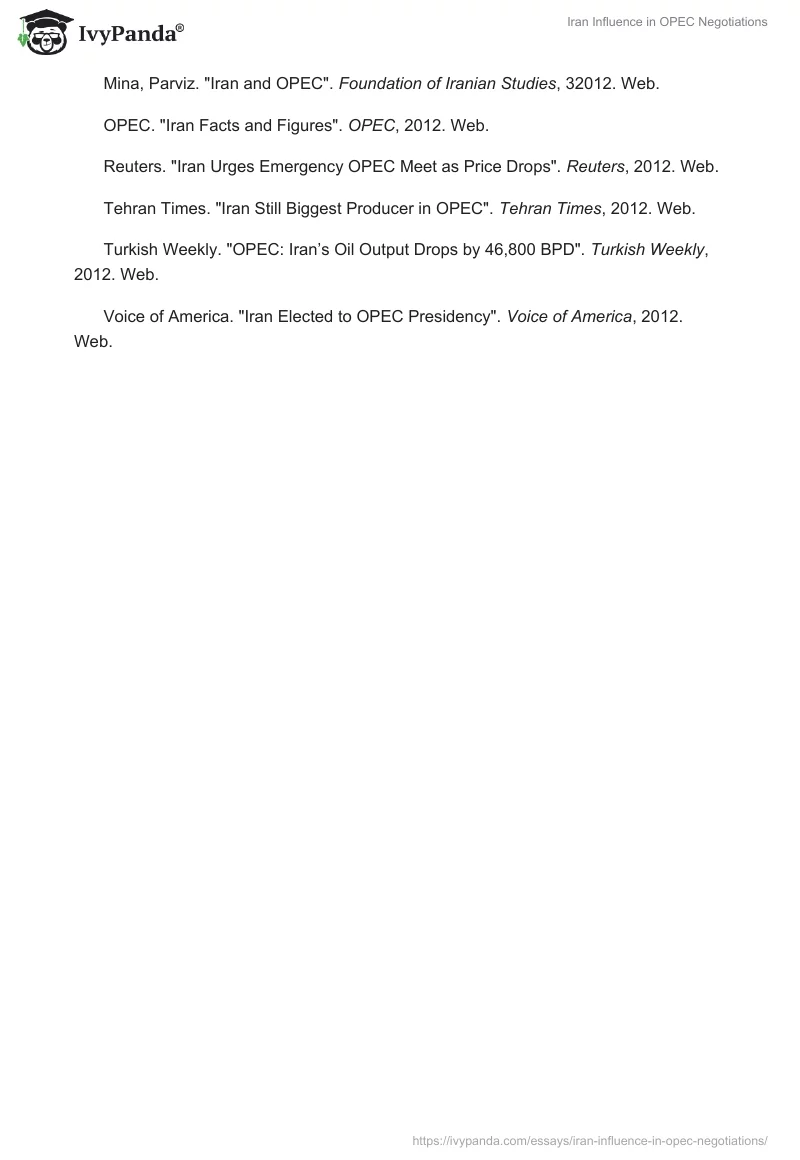 Iran Influence in OPEC Negotiations. Page 4