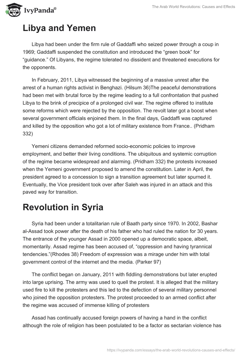 The Arab World Revolutions: Causes and Effects. Page 2