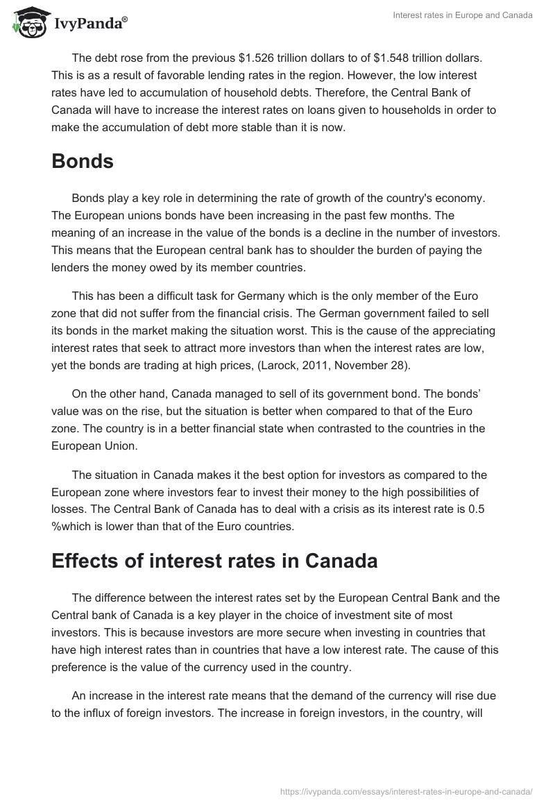 Interest rates in Europe and Canada. Page 3