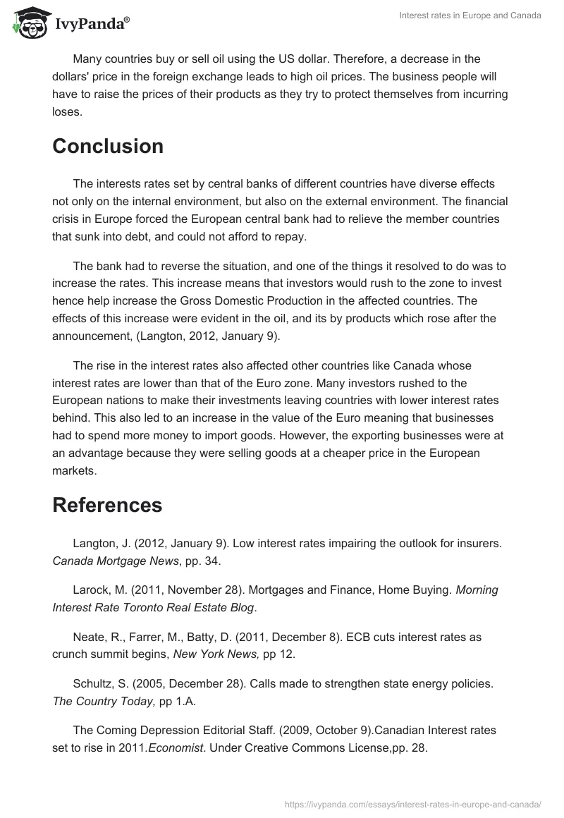 Interest rates in Europe and Canada. Page 5