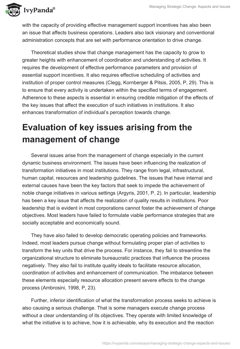 Managing Strategic Change: Aspects and Issues. Page 4