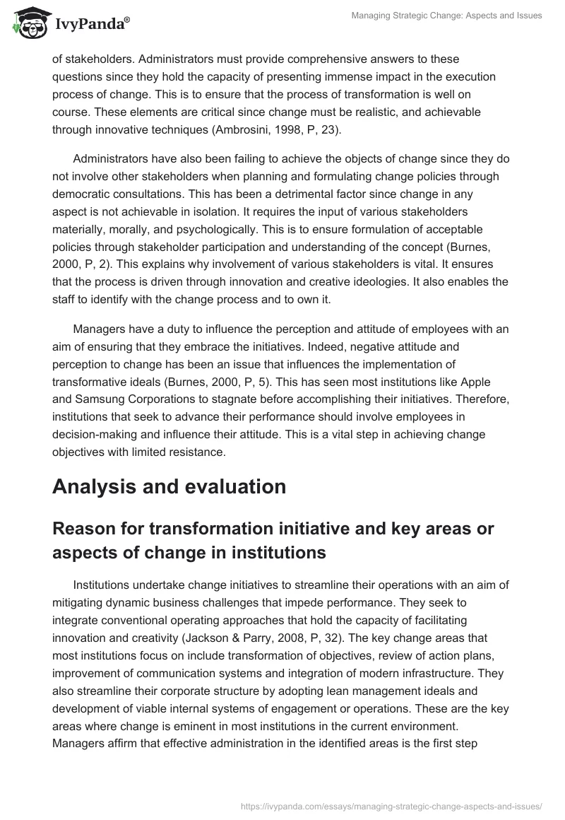Managing Strategic Change: Aspects and Issues. Page 5