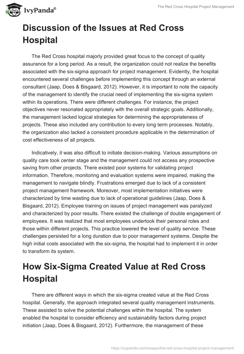 The Red Cross Hospital Project Management. Page 2