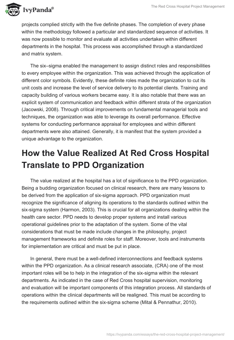 The Red Cross Hospital Project Management. Page 3