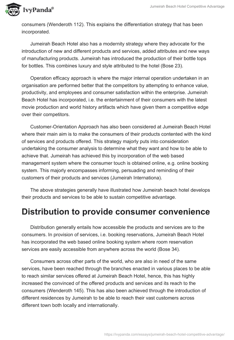 Jumeirah Beach Hotel Competitive Advantage. Page 2