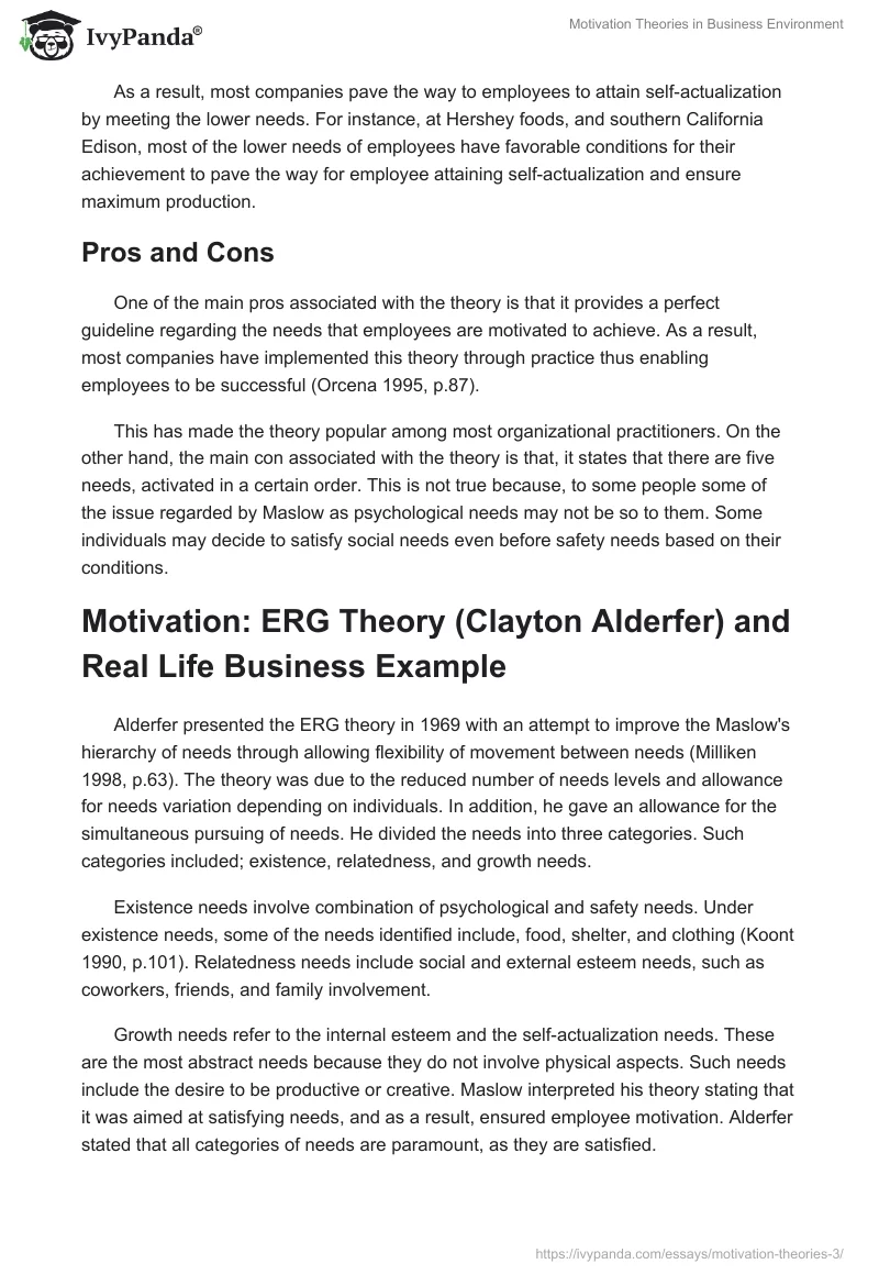 Motivation Theories in Business Environment. Page 3