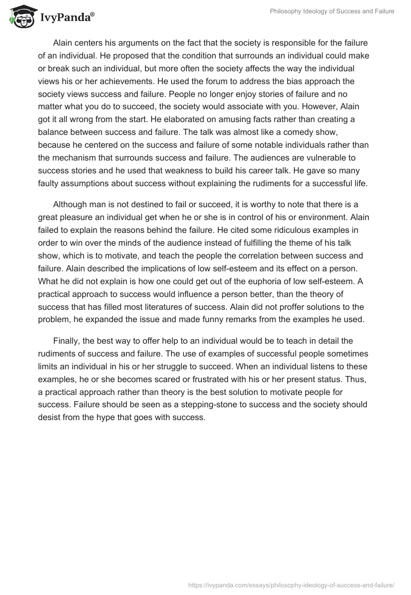 Philosophy Ideology of Success and Failure. Page 2