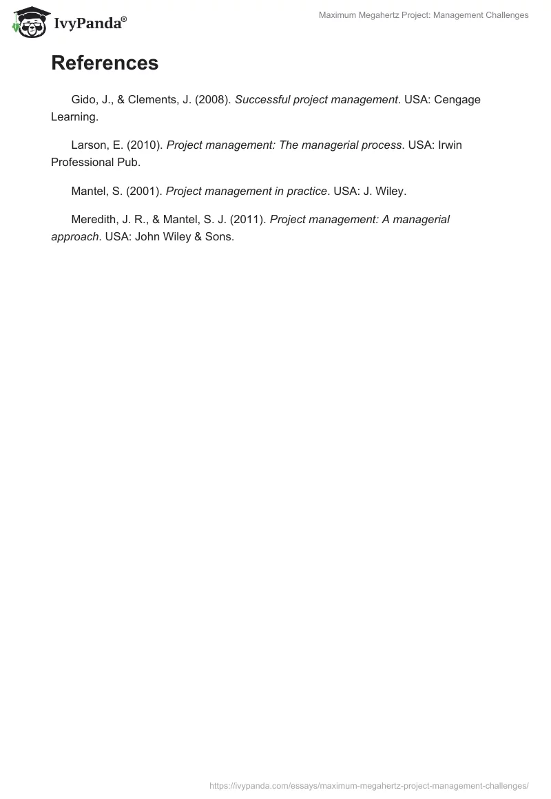 Maximum Megahertz Project: Management Challenges. Page 3