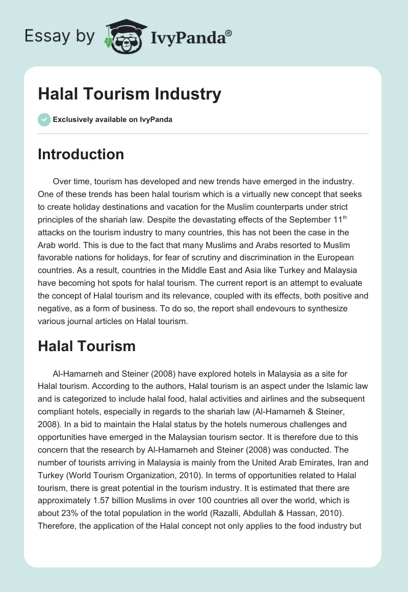 Halal Tourism Industry. Page 1