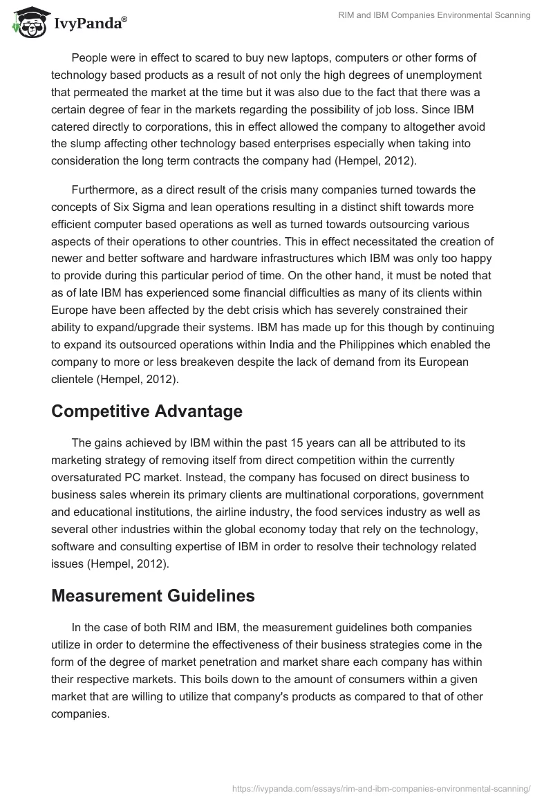 RIM and IBM Companies Environmental Scanning. Page 3