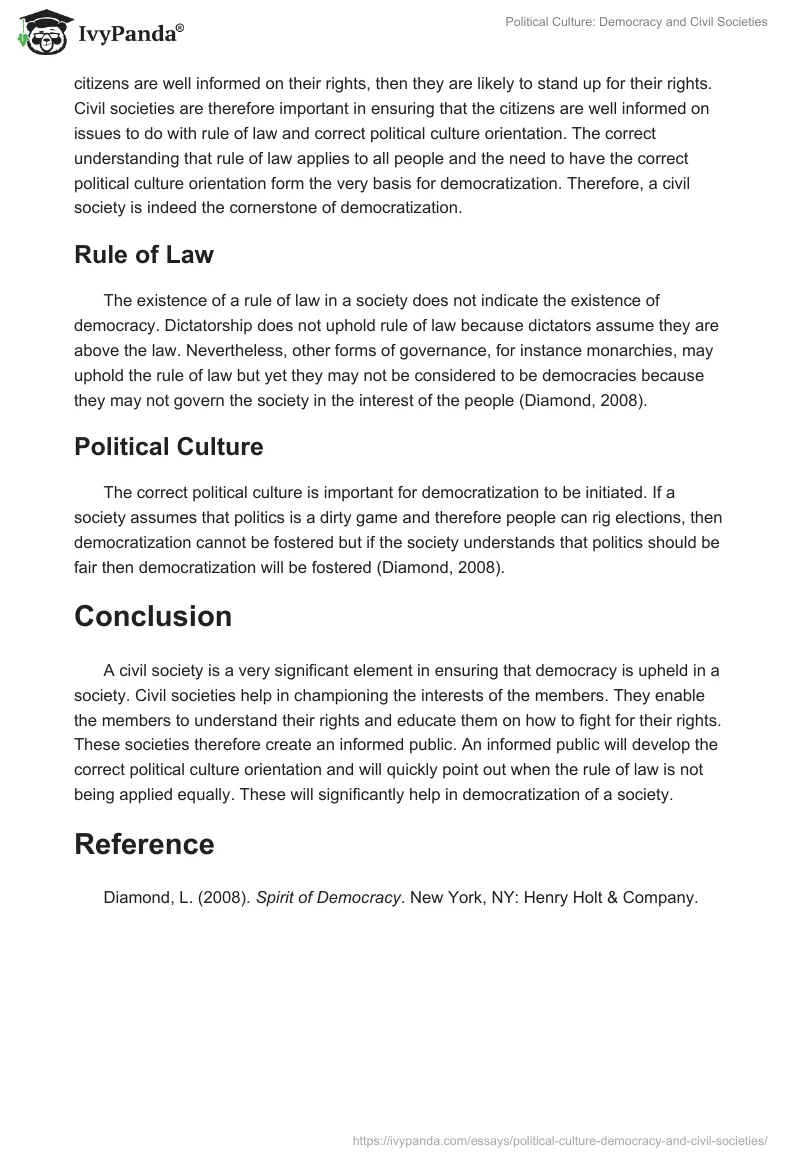 Political Culture: Democracy and Civil Societies. Page 2