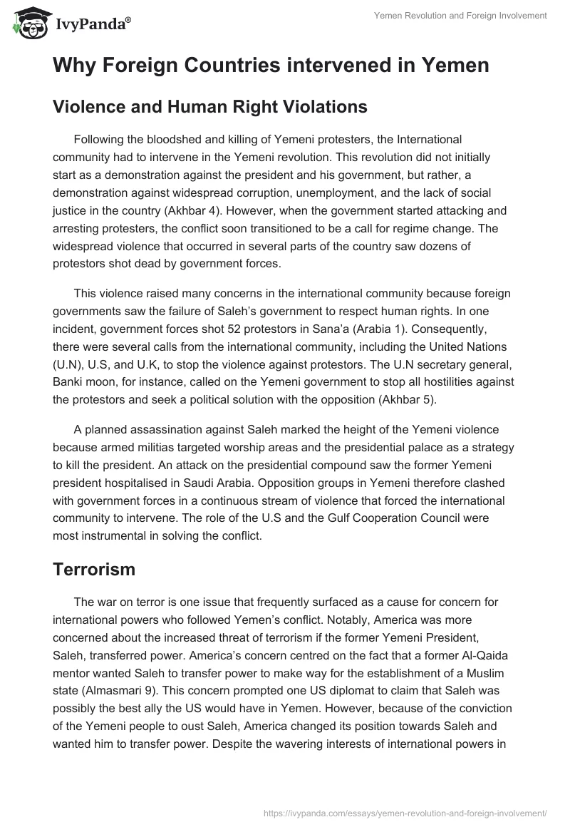 Yemen Revolution and Foreign Involvement. Page 2