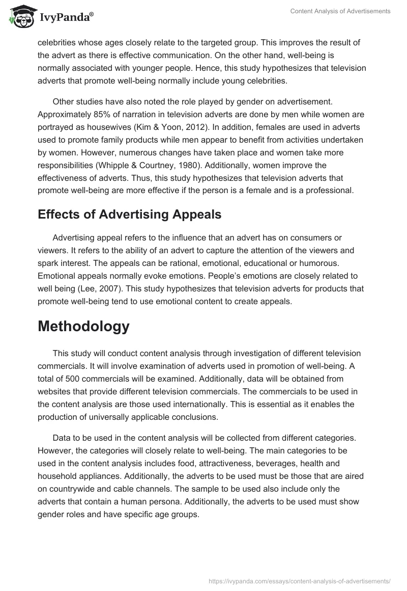 Content Analysis of Advertisements. Page 3