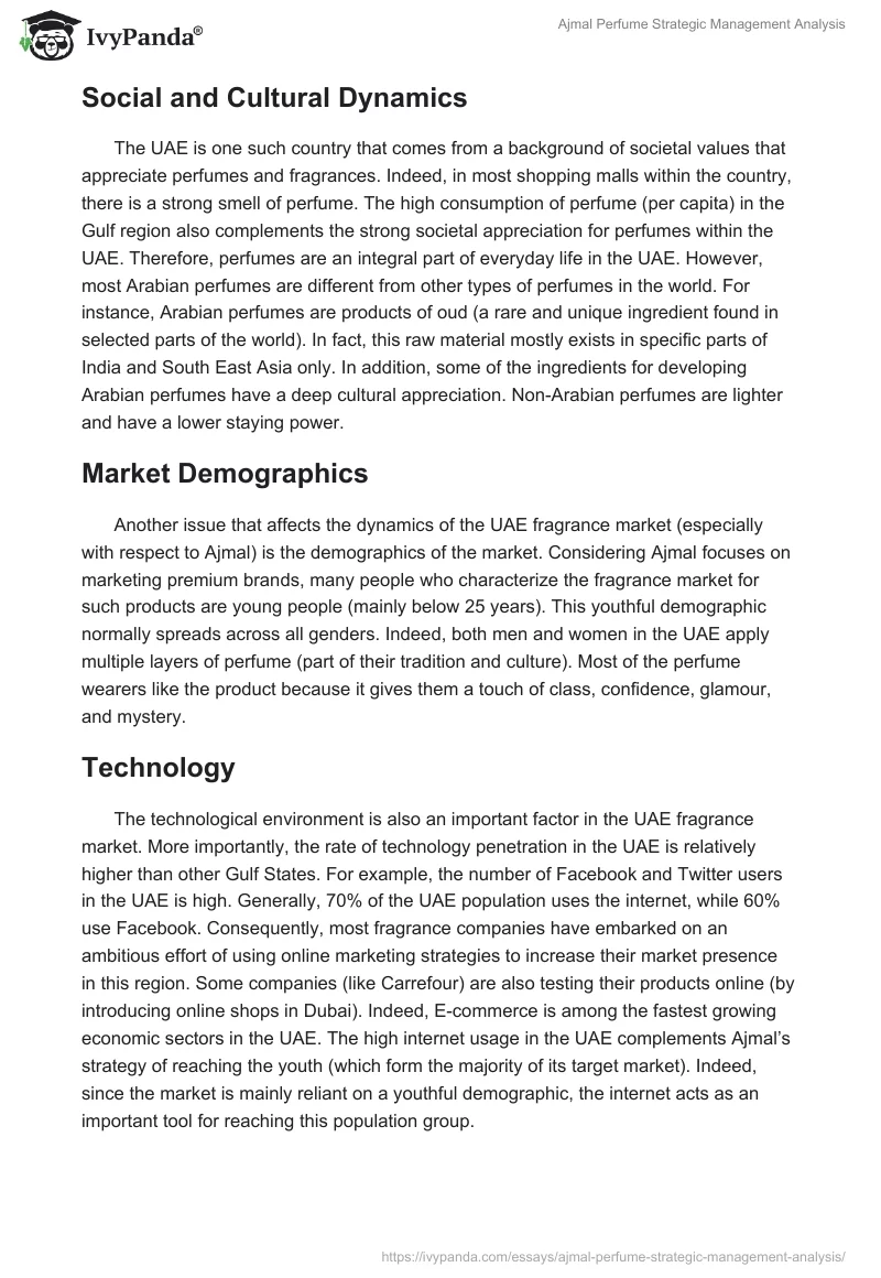 Ajmal Perfume Strategic Management Analysis. Page 3