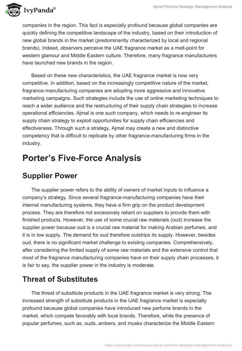 Ajmal Perfume Strategic Management Analysis. Page 5