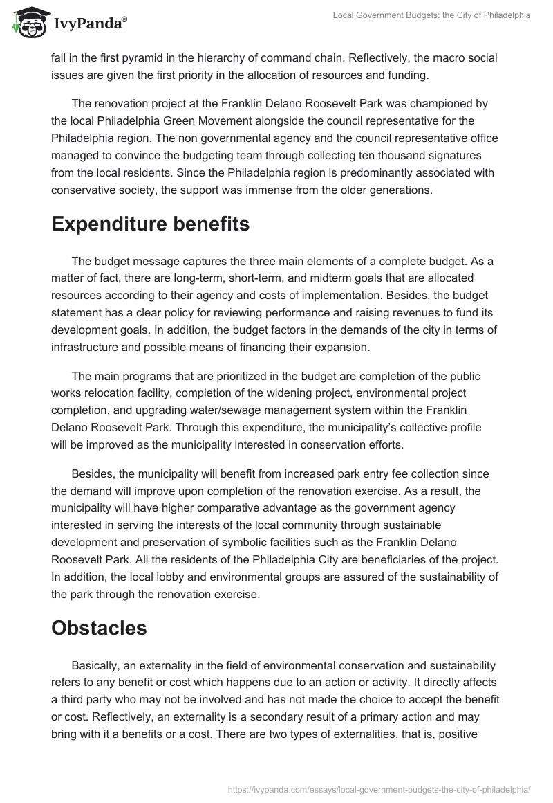 Local Government Budgets: the City of Philadelphia. Page 2