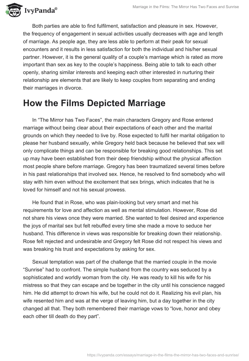 Marriage in the Films: The Mirror Has Two Faces and Sunrise. Page 2