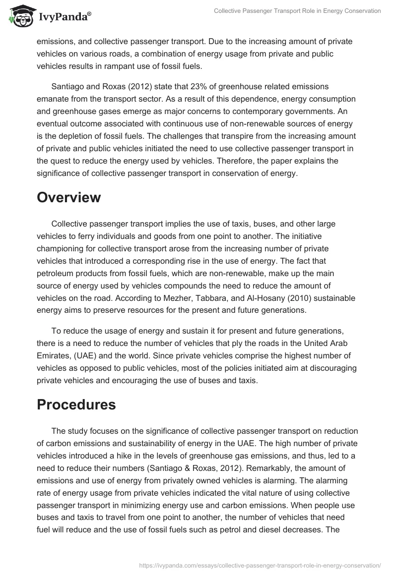 Collective Passenger Transport Role in Energy Conservation. Page 2