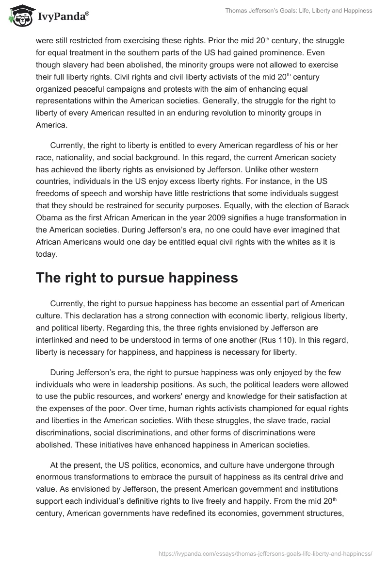 Thomas Jefferson’s Goals: Life, Liberty and Happiness. Page 3