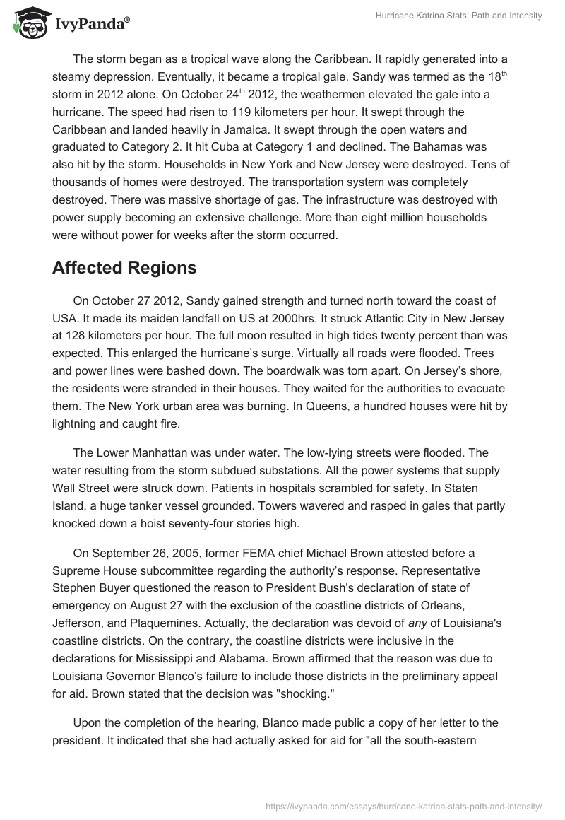 Hurricane Katrina Stats: Path and Intensity. Page 4