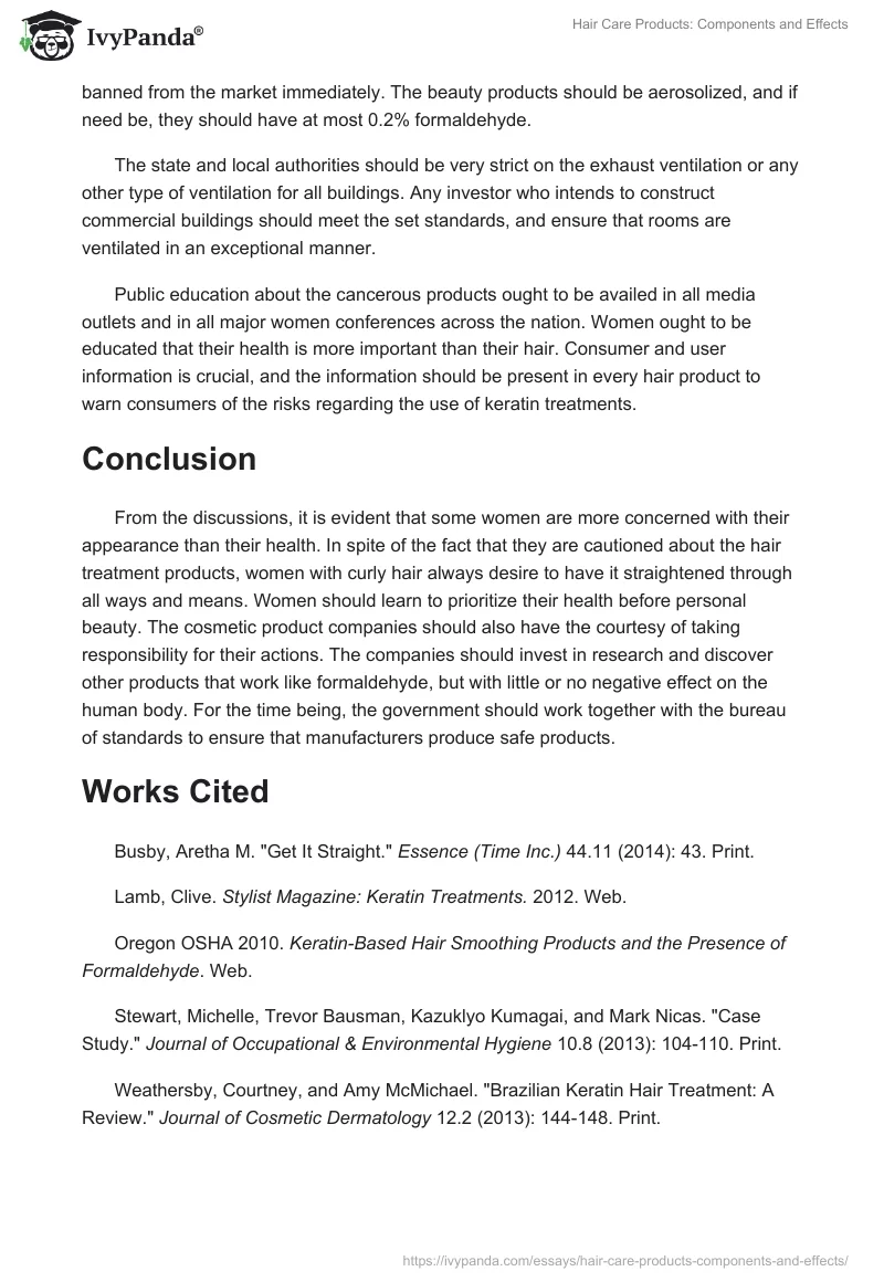 Hair Care Products: Components and Effects. Page 4