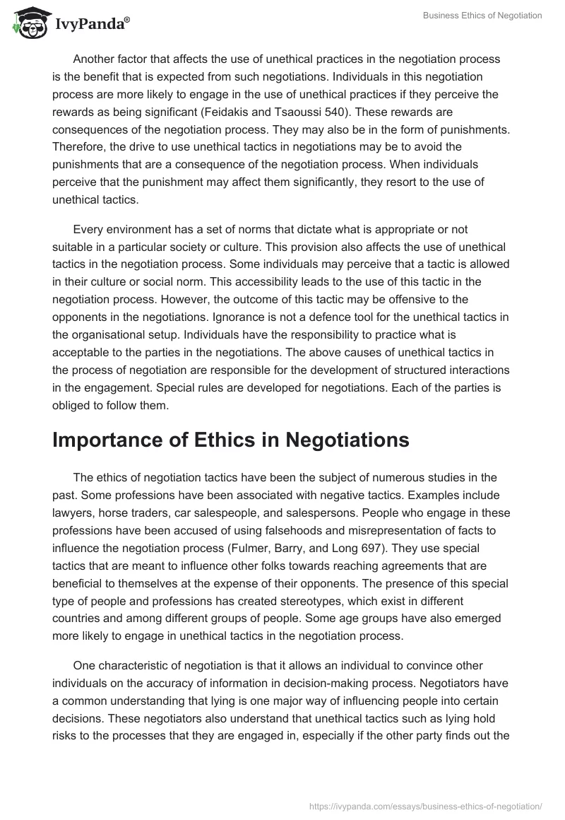 Business Ethics of Negotiation. Page 4