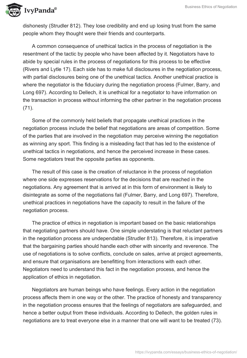 Business Ethics of Negotiation. Page 5