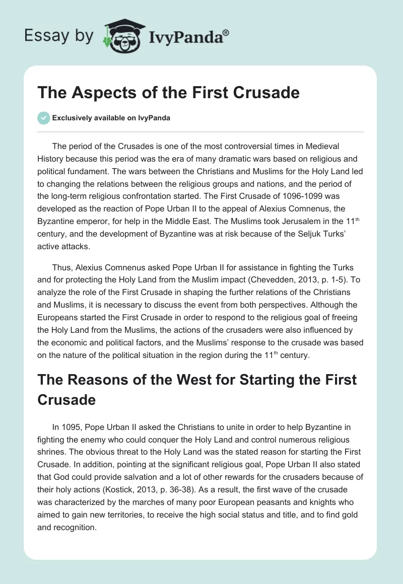 The Aspects of the First Crusade. Page 1