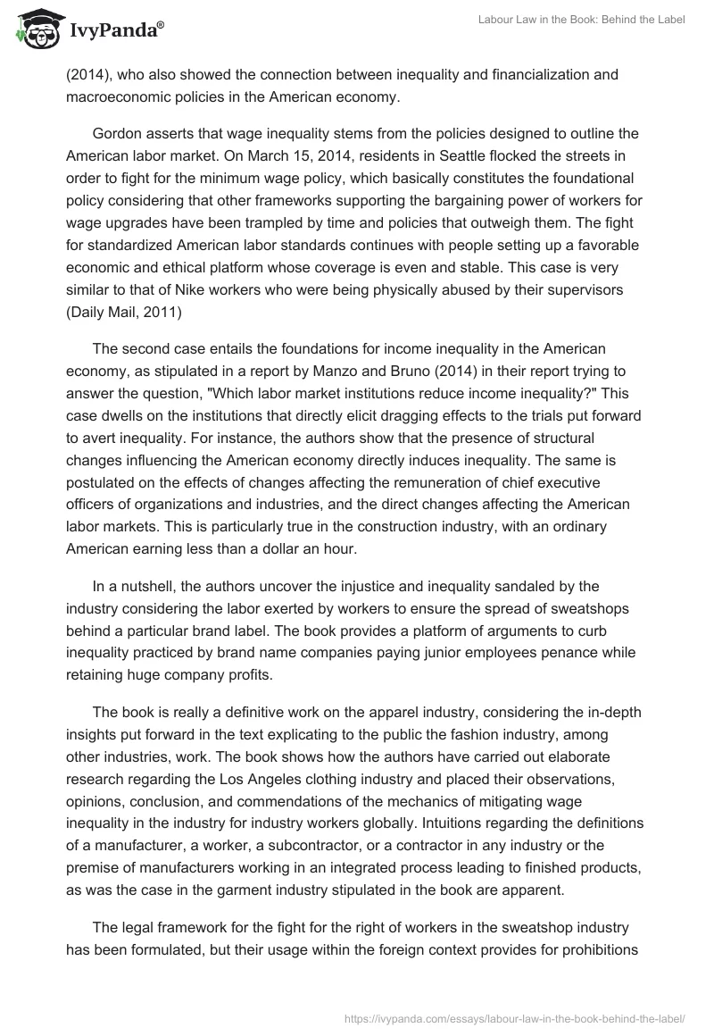 Labour Law in the Book: "Behind the Label". Page 2