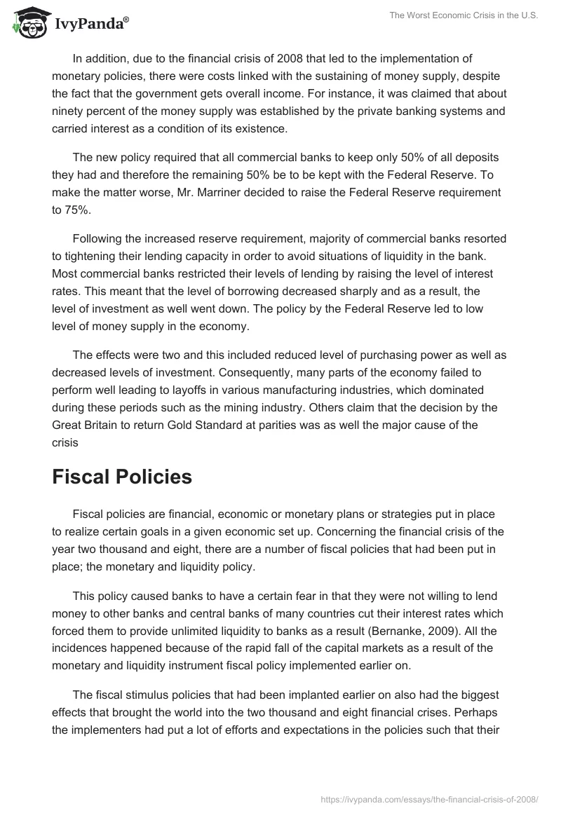 The Worst Economic Crisis in the U.S.. Page 4