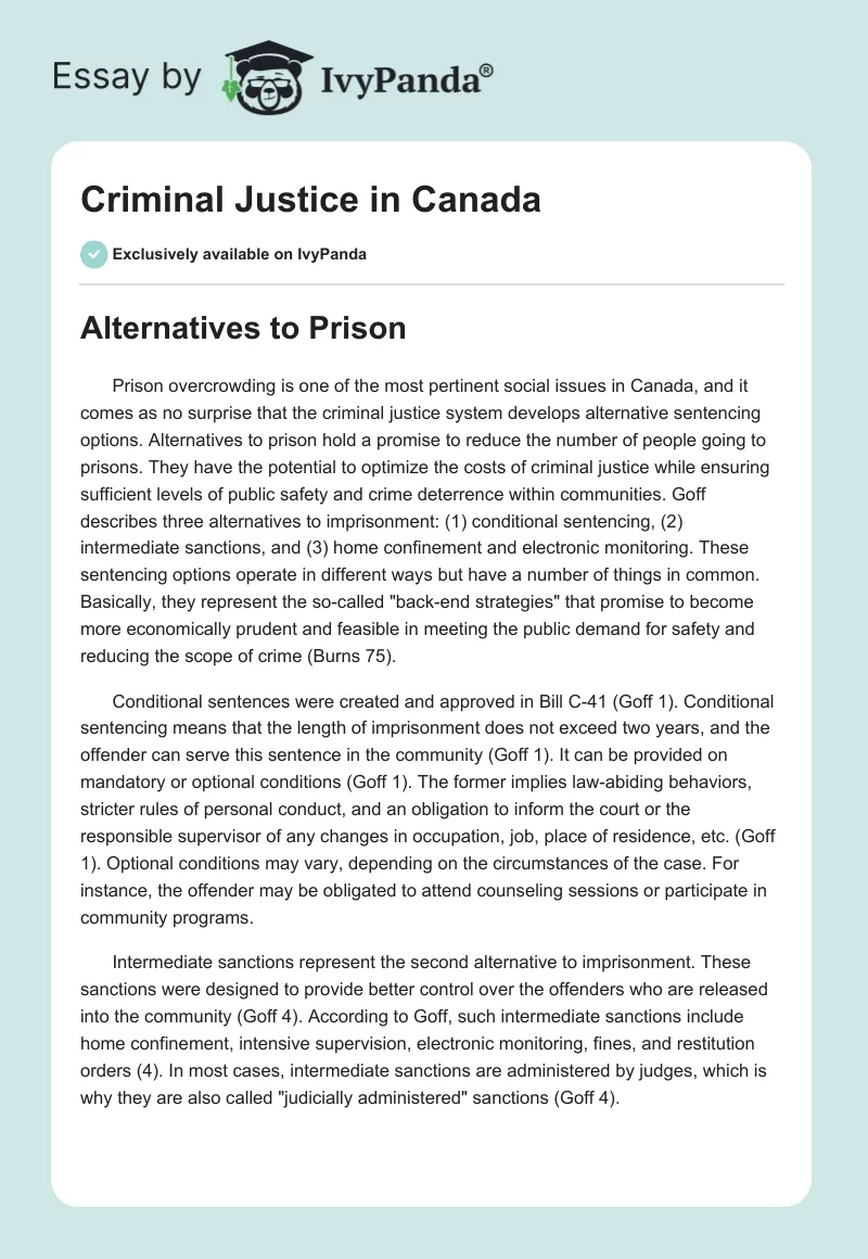 Criminal Justice in Canada. Page 1