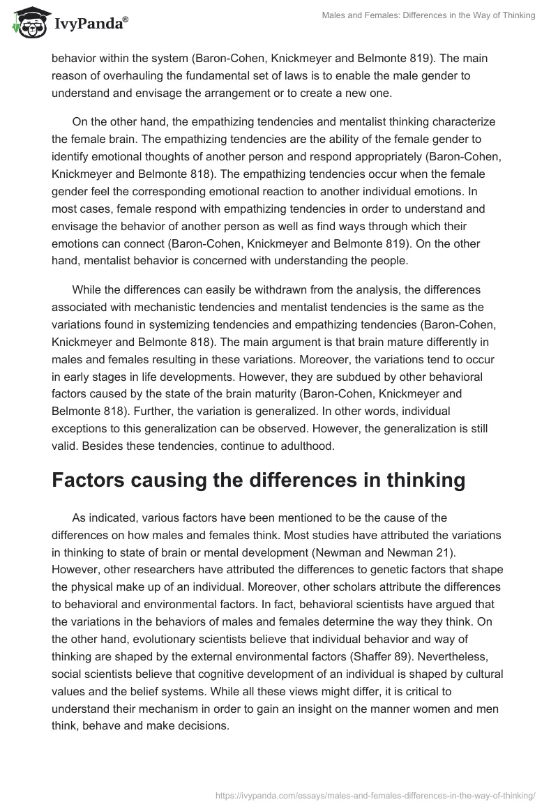 Males and Females: Differences in the Way of Thinking. Page 4