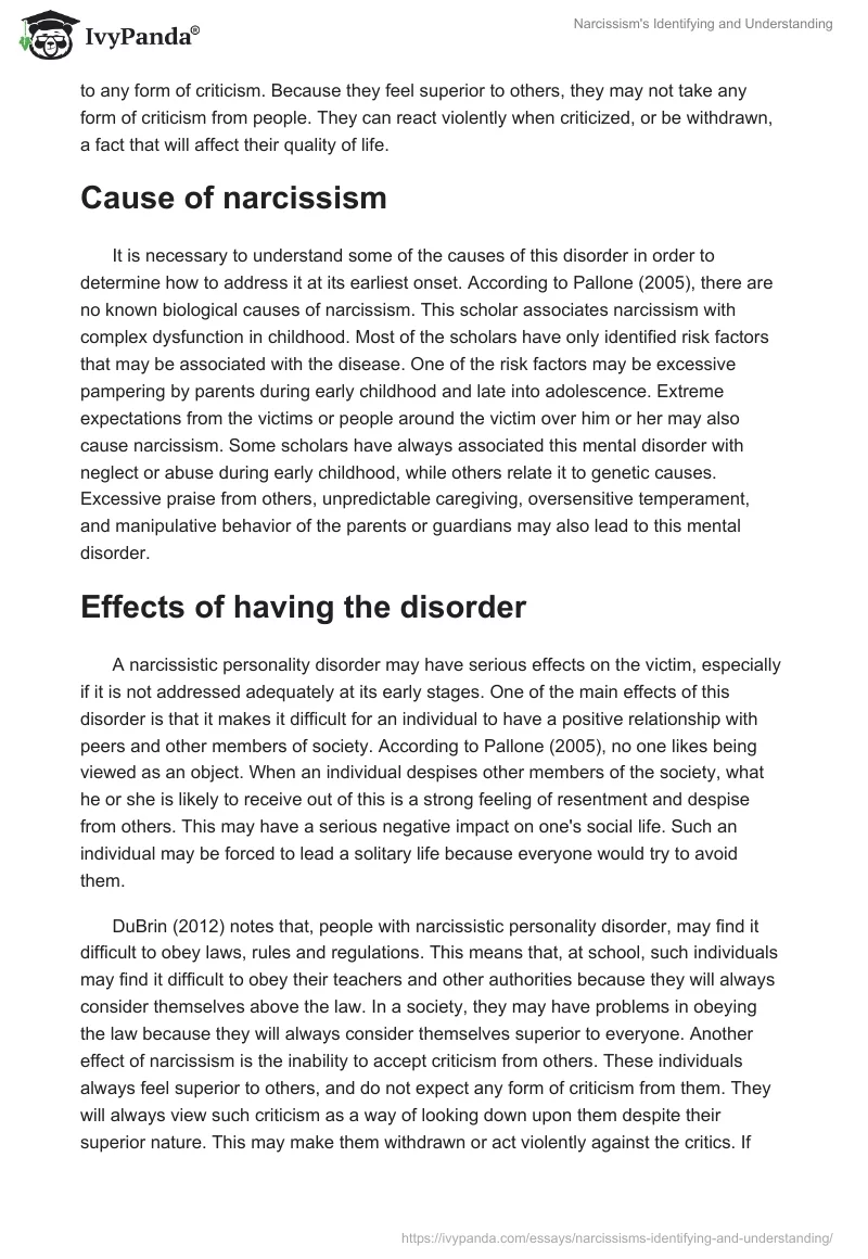 Narcissism's Identifying and Understanding. Page 2