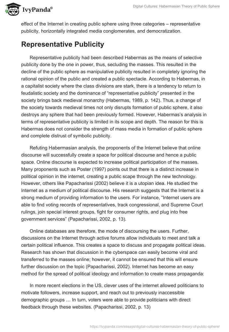 Digital Cultures: Habermasian Theory of Public Sphere. Page 3