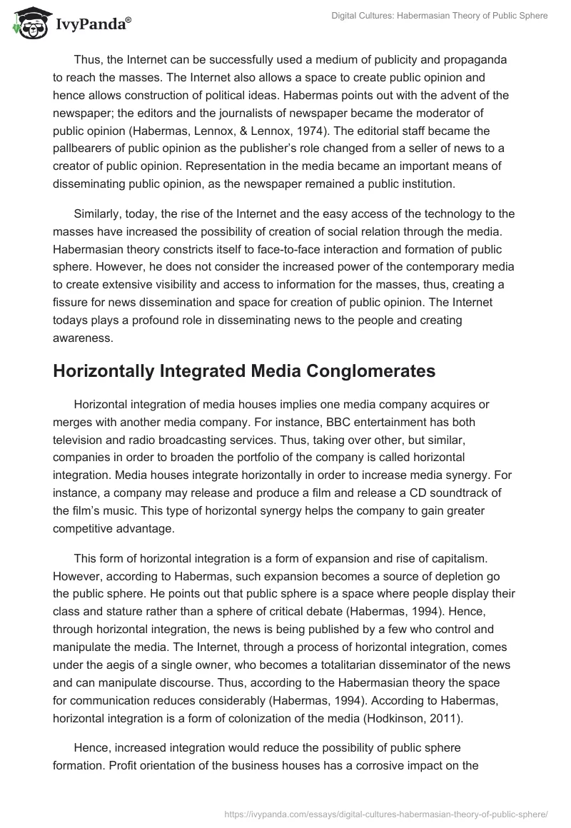 Digital Cultures: Habermasian Theory of Public Sphere. Page 4