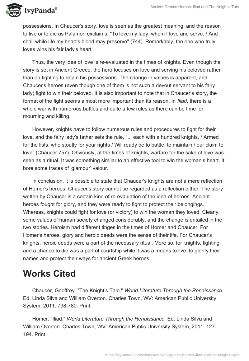 Ancient Greece Heroes: The Iliad and The Knight’s Tale. Page 2