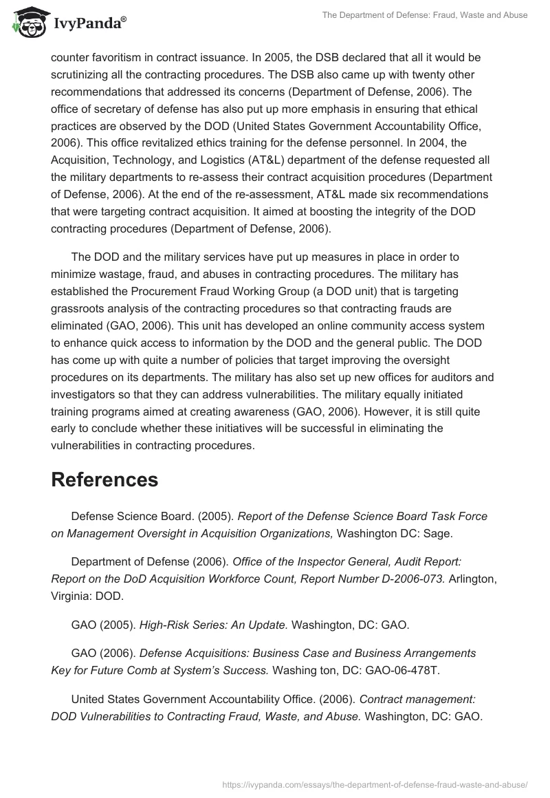 The Department of Defense: Fraud, Waste and Abuse. Page 2