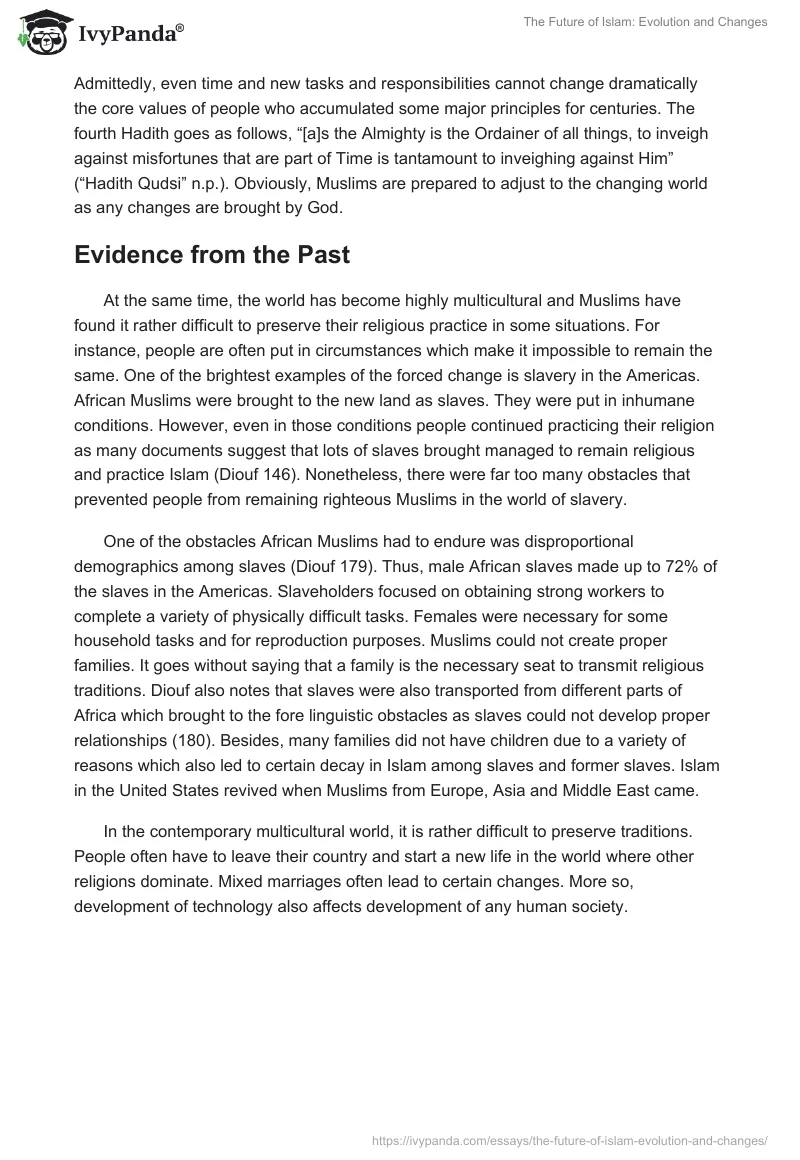 The Future of Islam: Evolution and Changes. Page 2